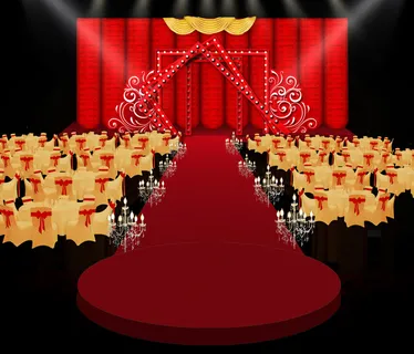 红金色现代婚礼效果图