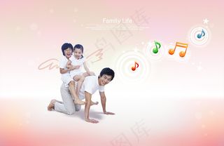 韩国家庭亲子活动人物PSD图