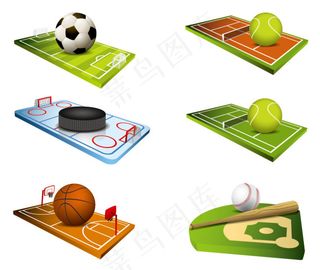 逼真球类运动主题矢量素材