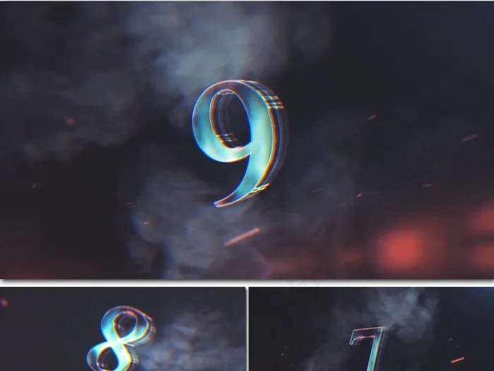 旋转空间金属数字10秒倒计时高清视...