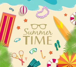 夏季旅游元素设置背景矢量01