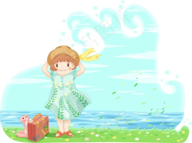 海边假期ai矢量模版下载