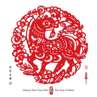 矢量中国传统剪纸的翻译：2014岁...