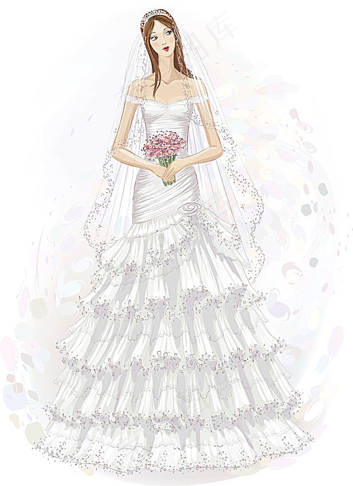 卡通美丽婚纱新娘