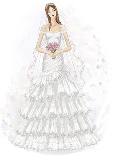 卡通美丽婚纱新娘