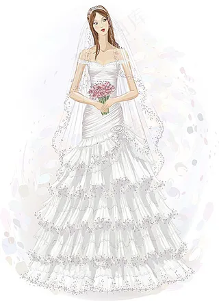 卡通美丽婚纱新娘