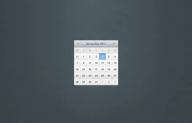 灰色日历PSD素材psd模版下载