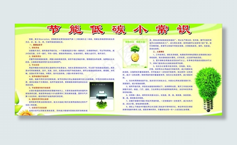 节能低碳小常识图片cdr矢量模版下载