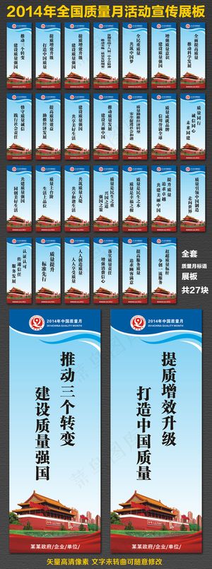 全套全国质量月活动口号展板27块