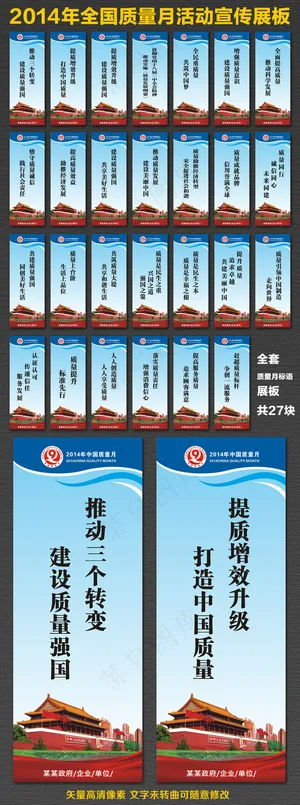 全套全国质量月活动口号展板27块