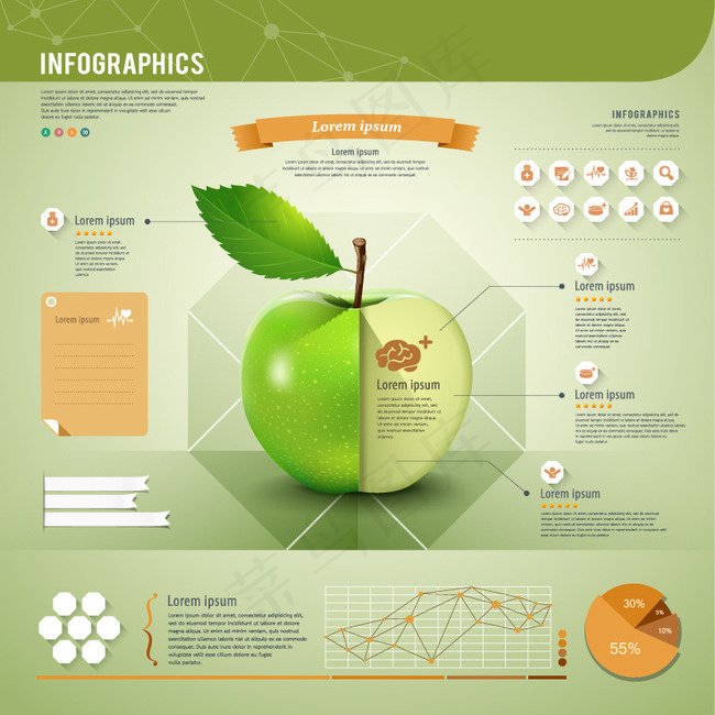 创意苹果信息图矢量素材