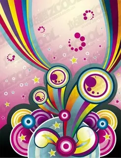 6模型丰富多彩潮色形插画矢量素材