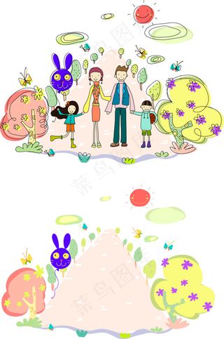 矢量插画，卡通，家庭，韩国素材
