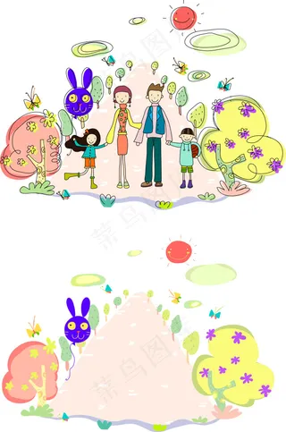 矢量插画，卡通，家庭，韩国素材