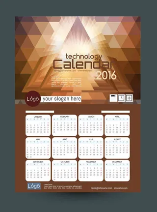 2016猴年日历模板矢量素材V.39