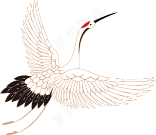 国潮银灰色仙鹤