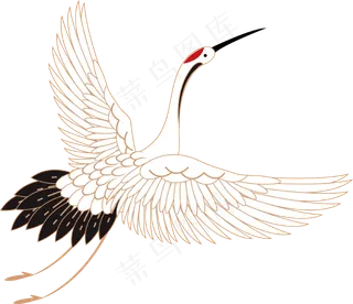 国潮银灰色仙鹤