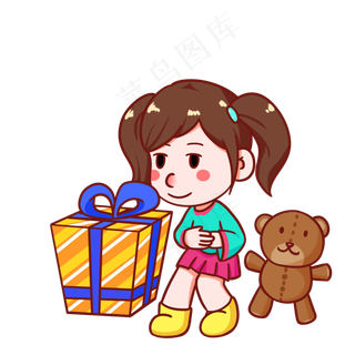 儿童节收到礼物的孩子手绘儿童节收到礼物的孩子手绘
