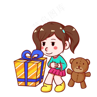 儿童节收到礼物的孩子手绘儿童节收到礼物的孩子手绘