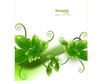 生态绿叶花纹矢量素材二