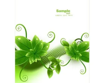 生态绿叶花纹矢量素材二