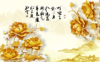 木雕荷花电视背景墙