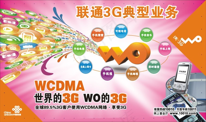 中国联通3G海报业务cdr矢量模版下载