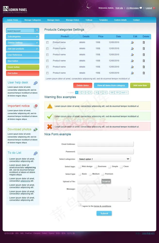 Admin Panel后台界面框架...
