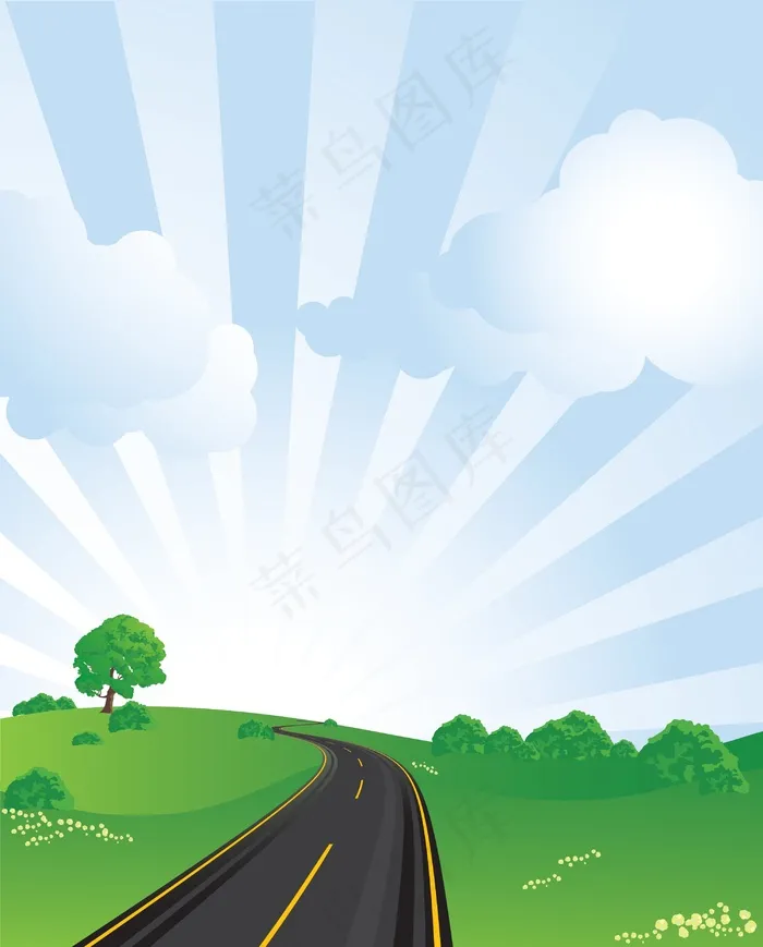 无限的道路矢量插画eps,ai矢量模版下载