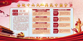 大气喜迎十九大中国红展板