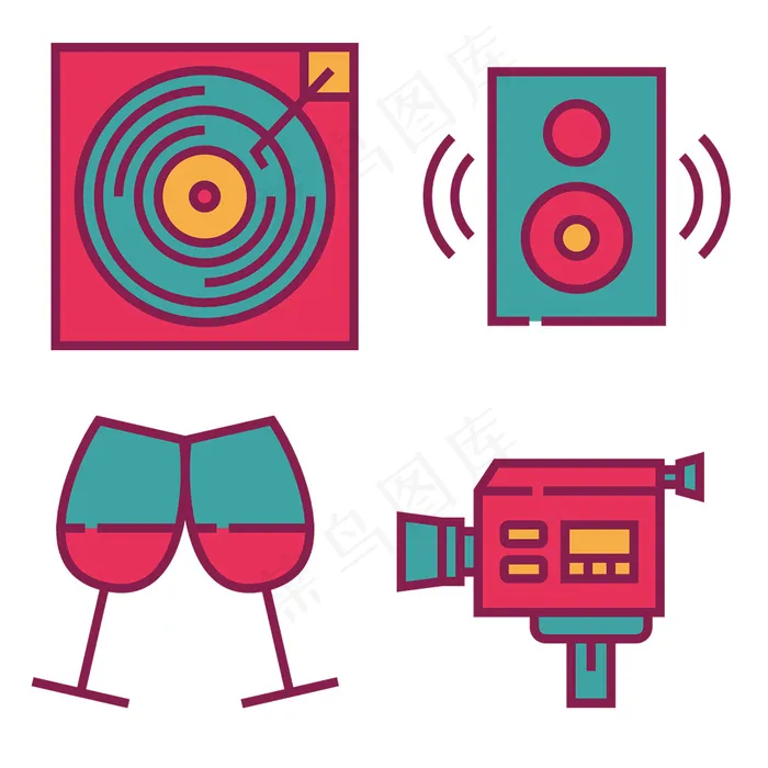 派对icon图标素材eps,ai矢量模版下载