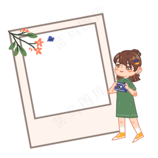 小女孩和小花相框