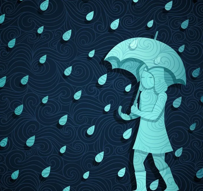 雨水水滴 小女孩图片eps,ai矢量模版下载