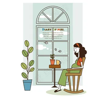 坐在摇椅上休息的孕妇图片