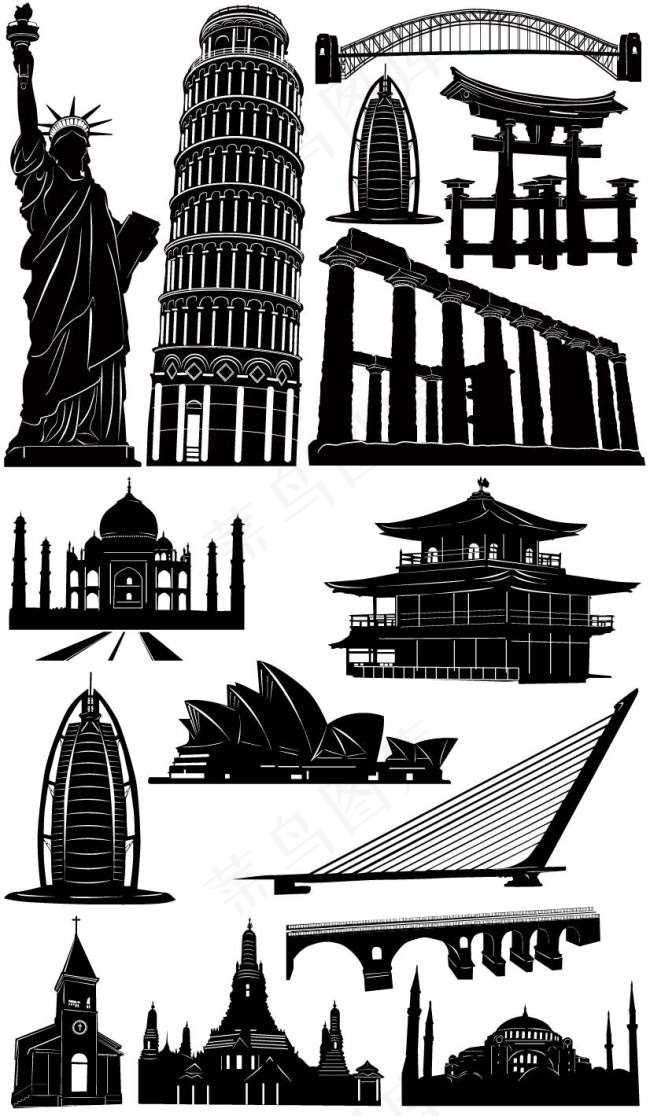 世界各地著名建筑矢量素材