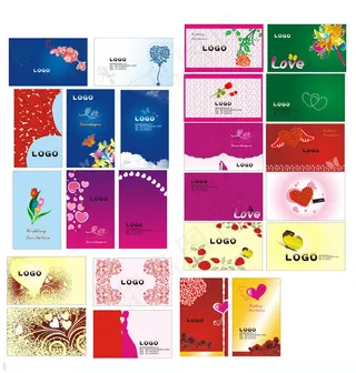 情人节婚庆名片卡片设计矢量素材