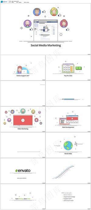 2017年线条风格MG动画场景AE...