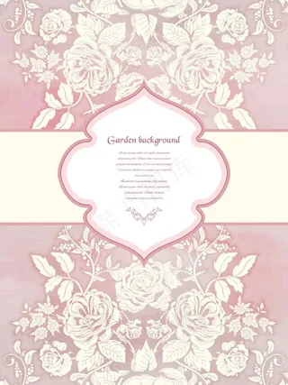花纹花边花朵婚礼贺卡矢量素材