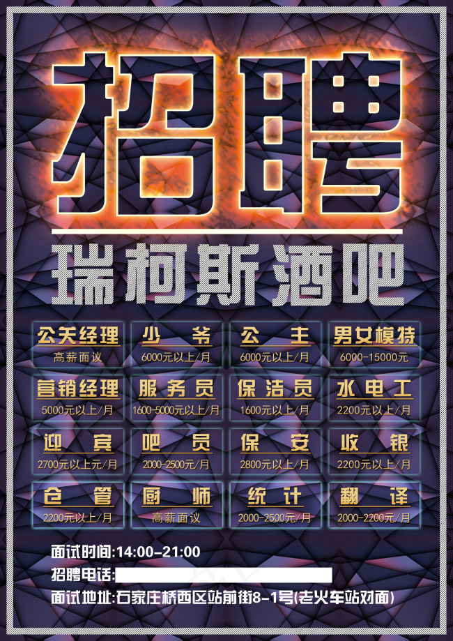 酒吧招聘(2480X3508(DPI:300))psd模版下载
