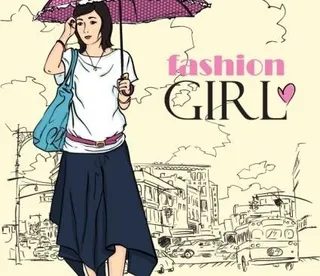 动漫时尚美女05矢量