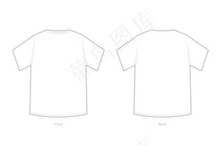 白色t恤正反面模板矢量素材
