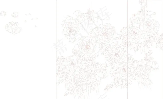 艺术玻璃盛世牡丹玄关cdr矢量模版下载