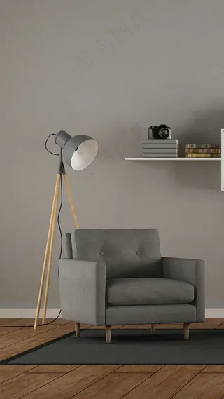 沙发与落地灯高清摄影图片