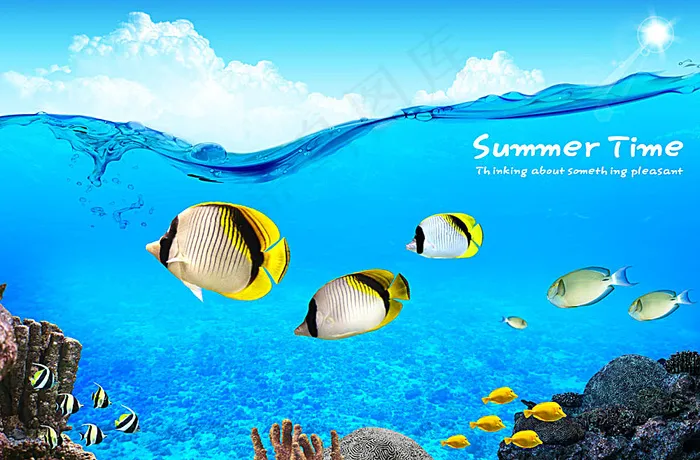 海底世界展板背景(3500X2300(DPI:300))psd模版下载