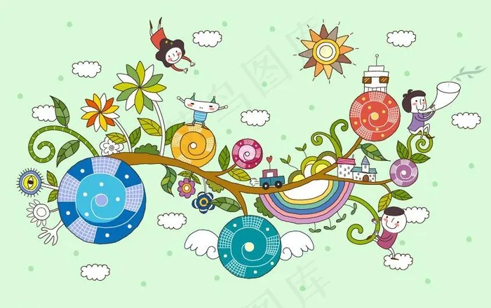 春天插画图片ai矢量模版下载