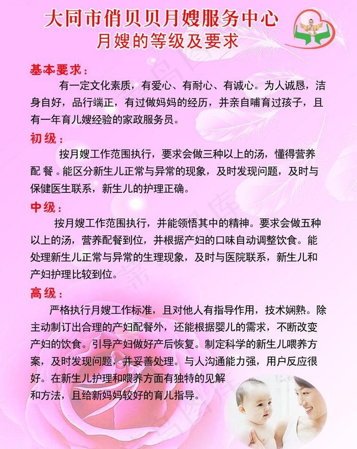月嫂的等级要求图片