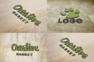 3款立体字和LOGO展示效果PSD...