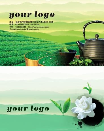 清新茶文化名片图片