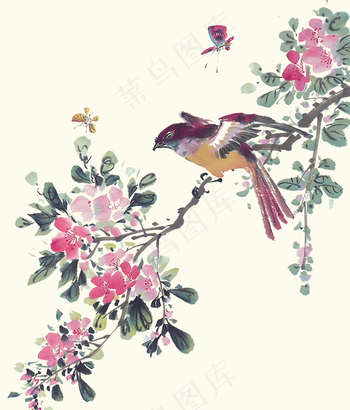花鸟工笔画psd模版下载