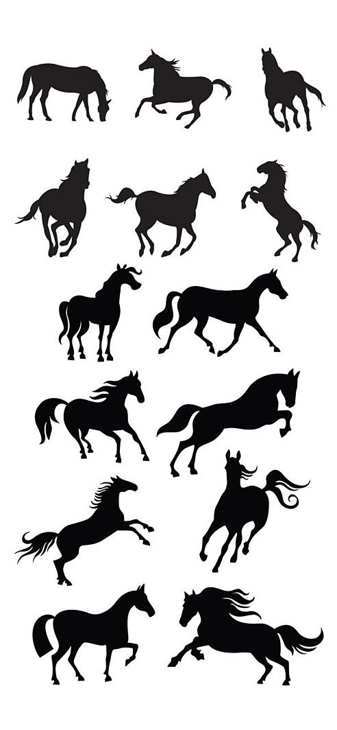 马儿剪影矢量素材